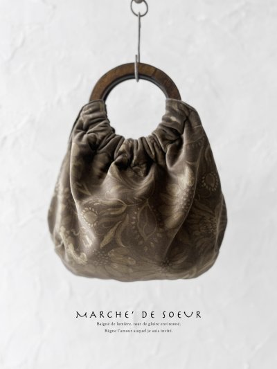 画像1: MARCHE' DE SOEUR／木の持ち手バッグ・ベルベット