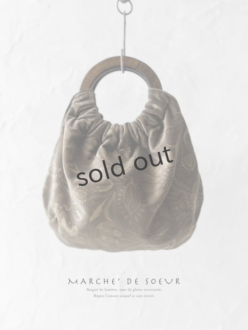 画像1: MARCHE' DE SOEUR／木の持ち手バッグ・ベルベット (1)