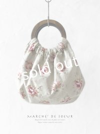 MARCHE' DE SOEUR／木の持ち手バッグ・グレージュピンクローズ