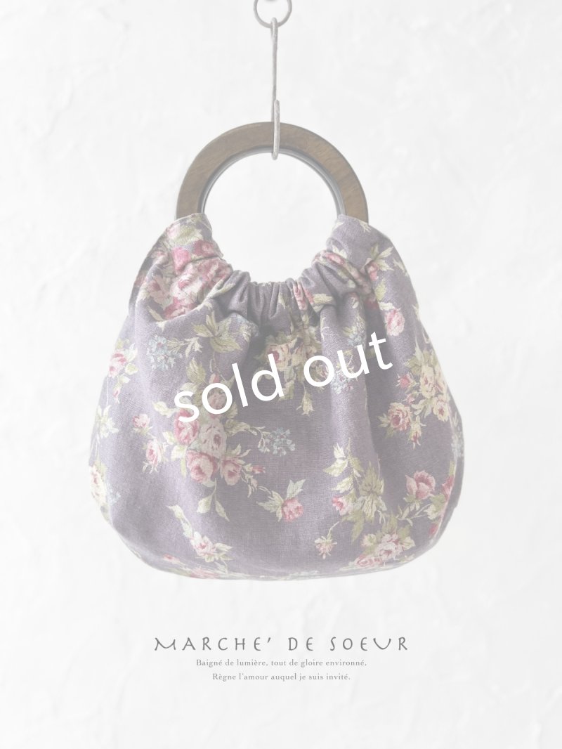 画像1: MARCHE' DE SOEUR／木の持ち手バッグ・アッシュパープルローズ (1)