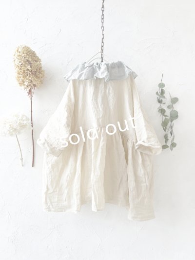 画像8: MARCHE' DE SOEUR／大きなラッフル襟のチュニック・ファナージュミルクに薄グレー襟