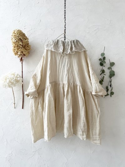 画像10: MARCHE' DE SOEUR／大きなラッフル襟のチュニック・ファナージュミルクにワッフルベージュ襟