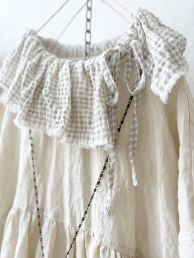 画像3: MARCHE' DE SOEUR／大きなラッフル襟のチュニック・ファナージュミルクにワッフルベージュ襟