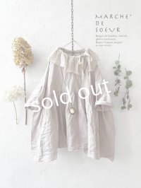 MARCHE' DE SOEUR／大きなラッフル襟のチュニック・ファナージュピンクに生成り襟