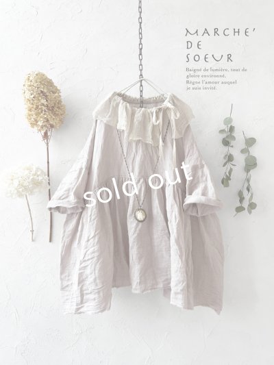 画像1: MARCHE' DE SOEUR／大きなラッフル襟のチュニック・ファナージュピンクに生成り襟