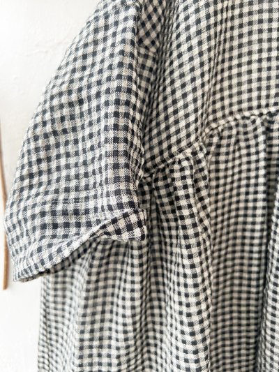 画像6: MARCHE' DE SOEUR／大きなラッフル襟のチュニック・ワッフルブラックに黒ガーゼ襟