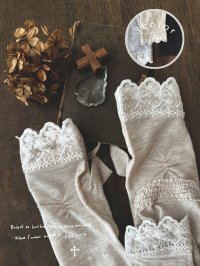 monami／コットンUVロングアームカバー・３段ギャザー