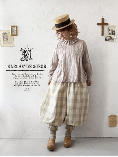 画像1: MARCHE' DE SOEUR／ピエロパンツ・ベージュブロックチェック