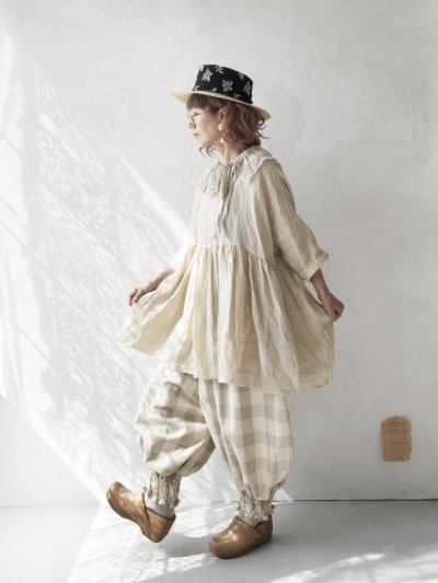 画像15: MARCHE' DE SOEUR／大きなラッフル襟のチュニック・ファナージュミルクにワッフルベージュ襟