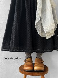 le ciel a tempsdoux／刺繍レース2wayスカート・黒