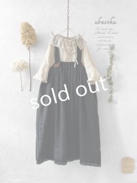 ubasoku/0023 裾レースのタックジャンパースカート・黒