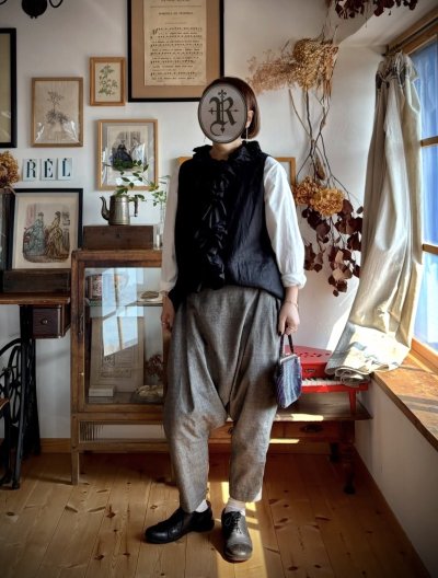 画像3: Reliure／FRILL VEST・Black linen