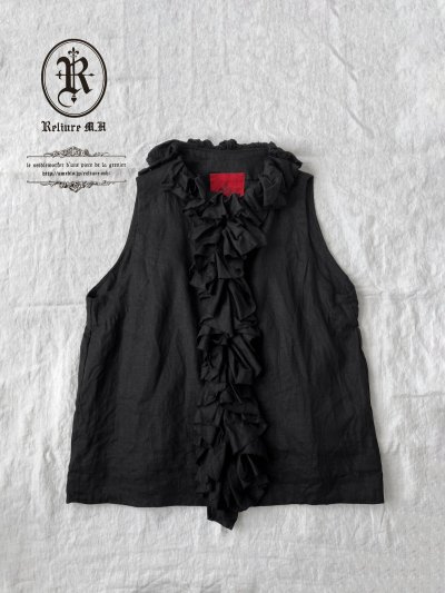 画像4: Reliure／FRILL VEST・Black linen