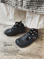 画像1: Diu／本革 Tストラップシューズ・ダークネイビー (1)