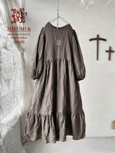 画像1: 【4/24(金)21時から販売】MIFUMIコラボ／janeのワンピース・灰茶＆bag