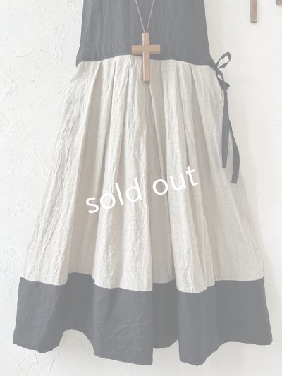 画像3: MARCHE' DE SOEUR／エプロンワンピース・黒×生成り