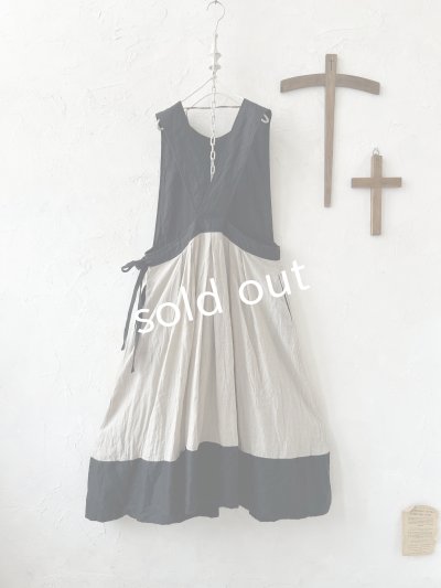 画像7: MARCHE' DE SOEUR／エプロンワンピース・黒×生成り