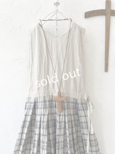 画像2: MARCHE' DE SOEUR／エプロンワンピース・生成り×チェック
