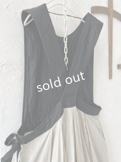 画像8: MARCHE' DE SOEUR／エプロンワンピース・黒×生成り