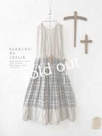 MARCHE' DE SOEUR／エプロンワンピース・生成り×チェック