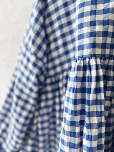 画像4: MARCHE' DE SOEUR／スキッパーギャザープルオーバー・青ギンガム