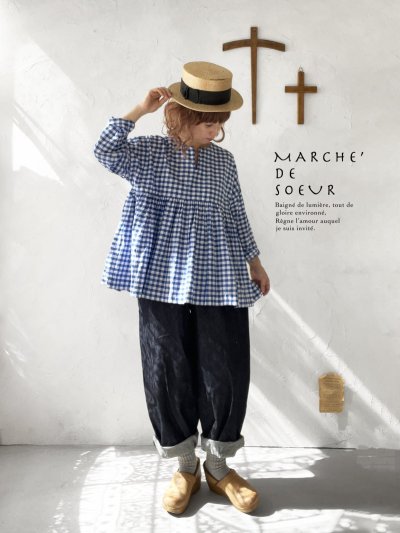 画像9: MARCHE' DE SOEUR／スキッパーギャザープルオーバー・青ギンガム