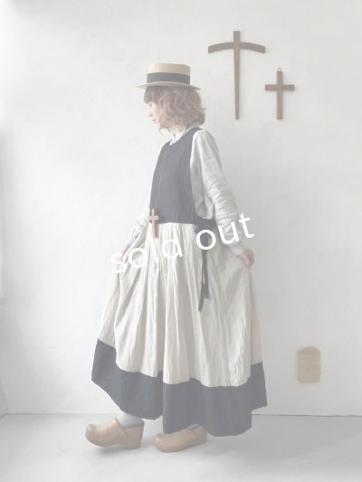 画像12: MARCHE' DE SOEUR／エプロンワンピース・黒×生成り