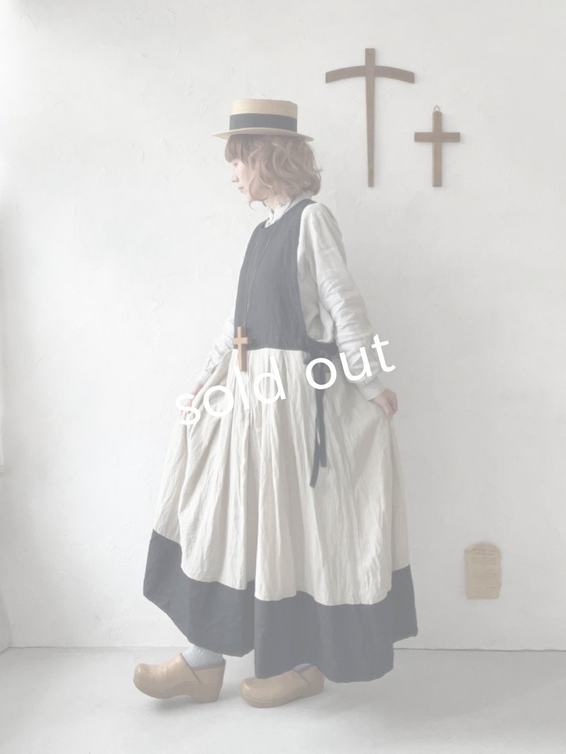 画像12: MARCHE' DE SOEUR／エプロンワンピース・黒×生成り (12)