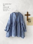 画像1: MARCHE' DE SOEUR／スキッパーギャザープルオーバー・青ギンガム (1)
