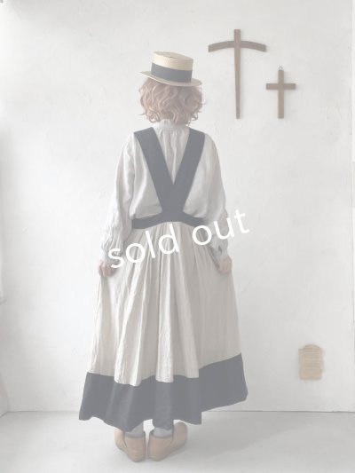 画像13: MARCHE' DE SOEUR／エプロンワンピース・黒×生成り