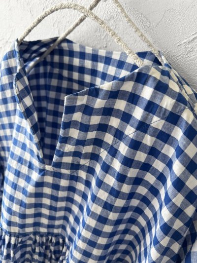 画像2: MARCHE' DE SOEUR／スキッパーギャザープルオーバー・青ギンガム