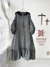 【4/24(金)21時から販売】MIFUMIコラボ／sarahのワンピース・黒×ギンガム＆bag