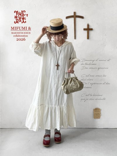 画像1: 【4/24(金)21時から販売】MIFUMIコラボ／sarahのワンピース・オフ＆bag