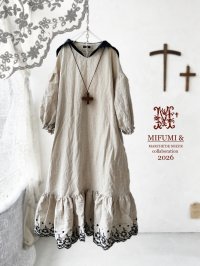 【4/24(金)21時から販売】MIFUMIコラボ／sarahのワンピース・黒花リース刺繍＆bag