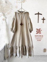 【4/24(金)21時から販売】MIFUMIコラボ／sarahのワンピース・オフ×サークル白刺繍＆bag