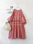 画像1: Avenue／ギャザーワンピース・赤ギンガム (1)