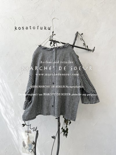 画像7: kosatofuku／小さなフリルカラーのブラウス・ギンガム