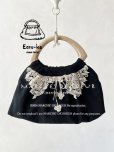 画像1: ecru-ke／木の持ち手バッグ・アンティーク衿レース黒 (1)