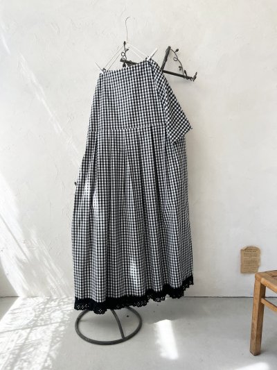 画像7: kosatofuku／裾レースのワンピース・ギンガム