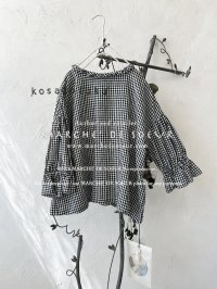 kosatofuku／小さなフリルカラーのブラウス・ギンガム