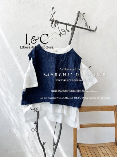 画像1: Libera&Capricciosa／後ろ開きワイドベスト・デニム