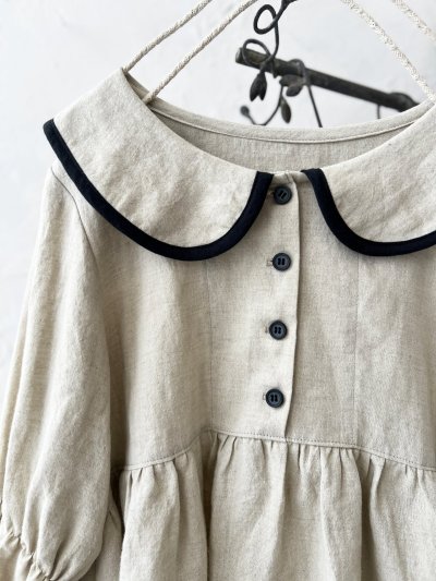 画像2: kosatofuku／丸襟ギャザーブラウス・ナチュラル