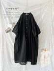 画像1: tegami/フレアスリーブワンピース・ブラック (1)
