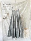 画像1: tegami/ピンタックティアードキャミワンピース・ライトグレー (1)