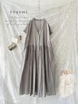 画像1: tegami/刺繍レースフレンチスリーブワンピース・グレージュ (1)
