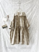画像10: MARCHE' DE SOEUR／大きなラッフル襟のチュニック・ベージュローズ×生成り (10)
