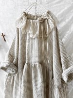 画像5: MARCHE' DE SOEUR／大きなラッフル襟のチュニック・ワッフルベージュ×生成り (5)