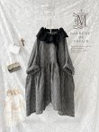 画像2: MARCHE' DE SOEUR／大きなラッフル襟のチュニック・ワッフルブラック×黒 (2)