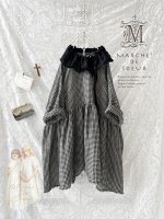 画像4: MARCHE' DE SOEUR／大きなラッフル襟のチュニック・ワッフルブラック×黒 (4)