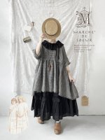 画像2: MARCHE' DE SOEUR／大きなラッフル襟のチュニック・ワッフルブラック×黒 (2)
